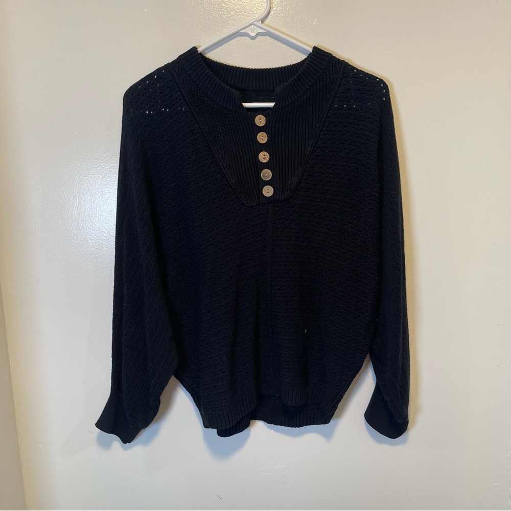 Black faux Button-Up Sweater women’s size large‎